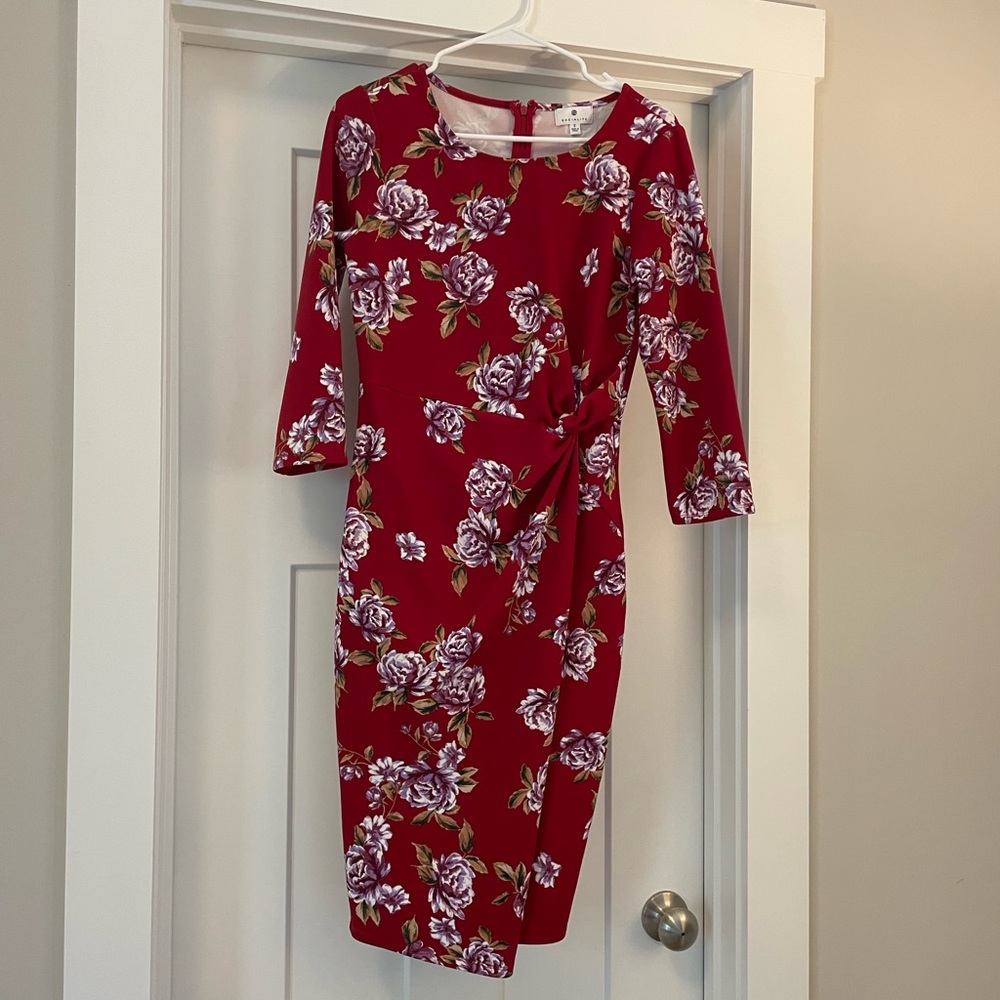 Socialite red floral wrap dress